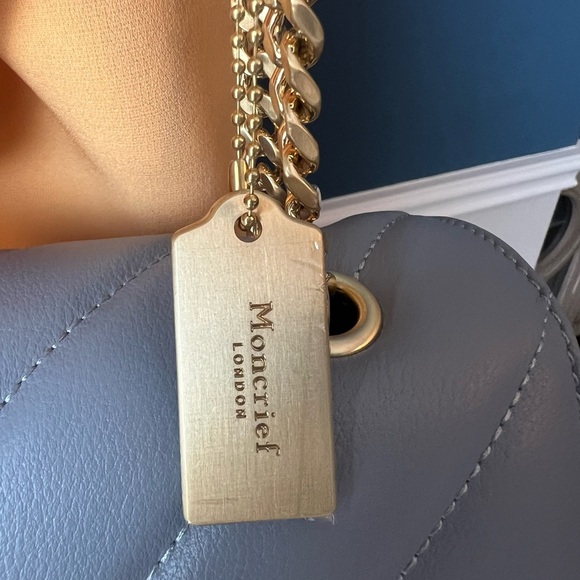 NWT Moncrief of London Cathryn Elegant Blue Quilted Shoulder Bag - Picture 8 of 13